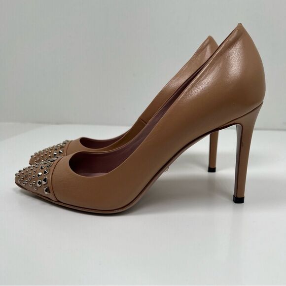 Gucci Gucci Beige Leather Studded Coline Pumps Size 38 - Picture 3 of 13